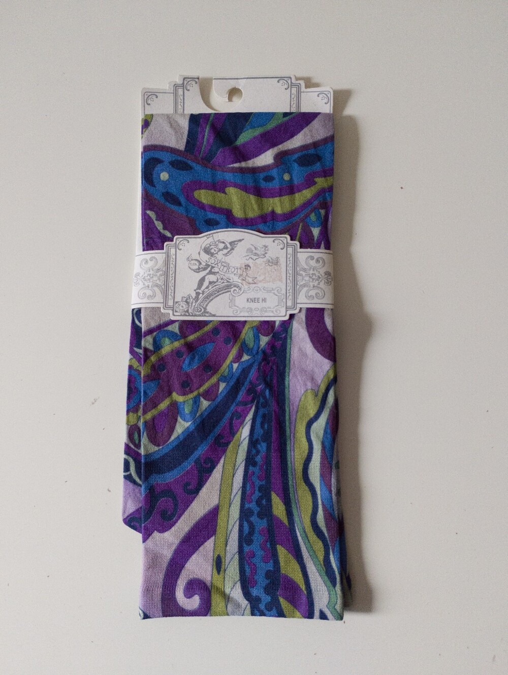 NWT Sox Trot Paisley Knee High Socks One Size Tall Riding Boot Trouser Purple